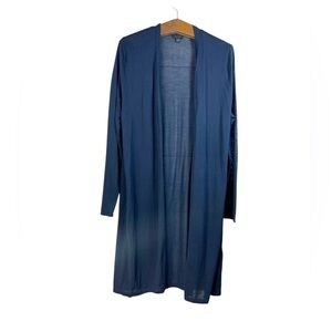 J. Jill Wearever Collection Blue Knit Sheer Long Cardigan Long Sleeve Size L